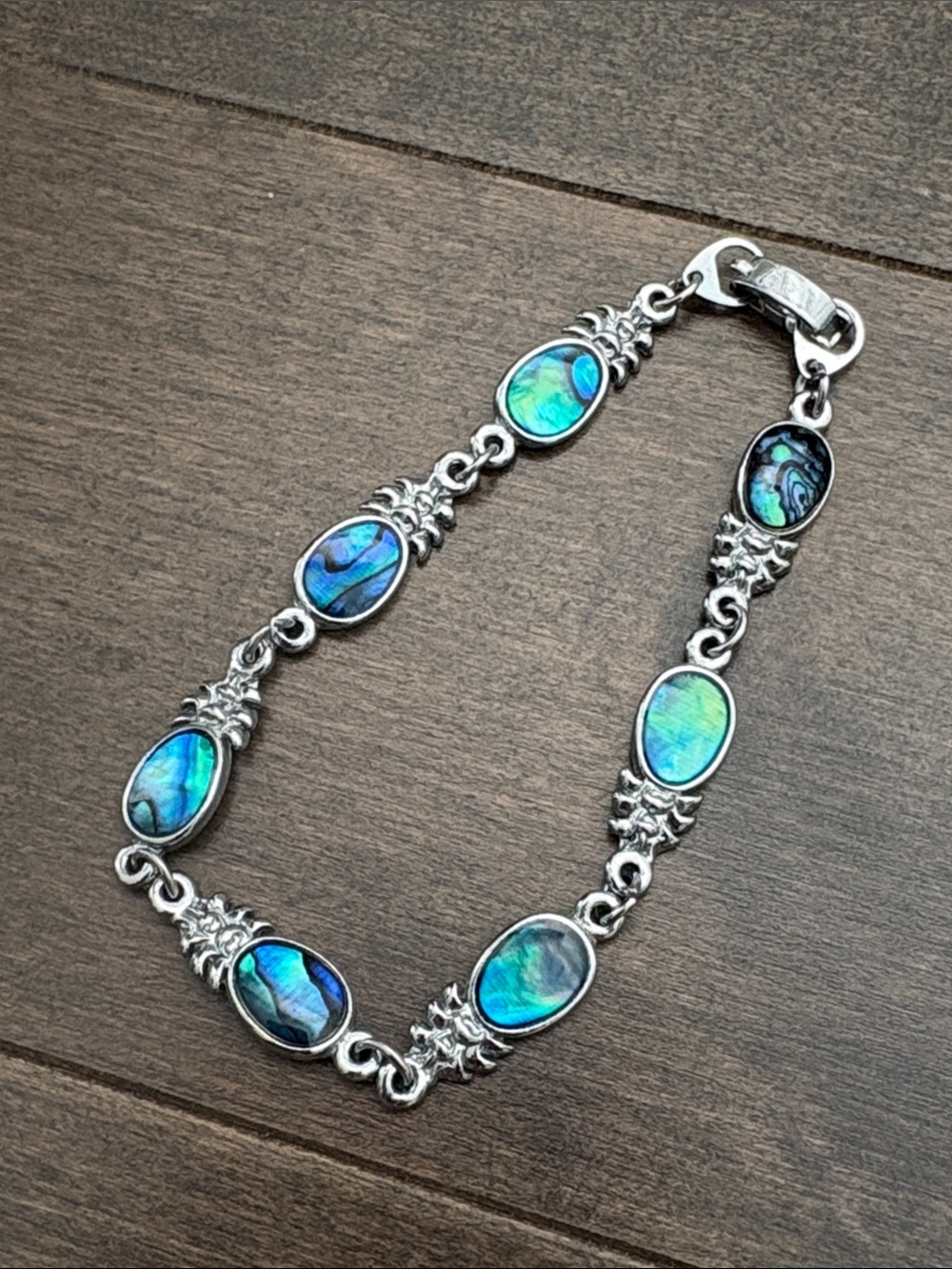 Silver & Blue Pineapple Link Bracelet, Fashion Jewelry Accent Hawaii Tropical